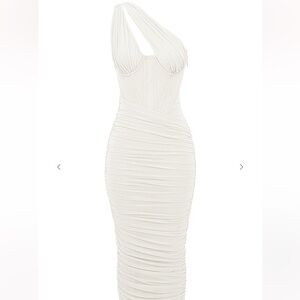 House of CB One Shoulder White Dress